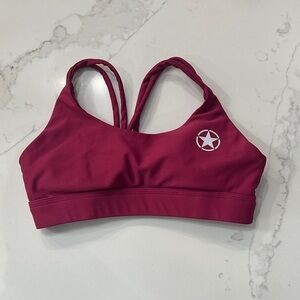 Savage Barbell Raspberry Sports Bra with braided back